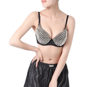 Sexy Women's Rhinestone Cover Bra with Spikes / Alternative Style Clothing - EVE's SECRETS